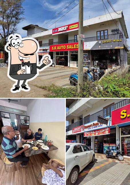 The restaurant's exterior and food