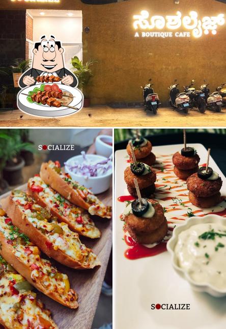 Take a look at the picture depicting food and exterior at Socialize Yelahanka