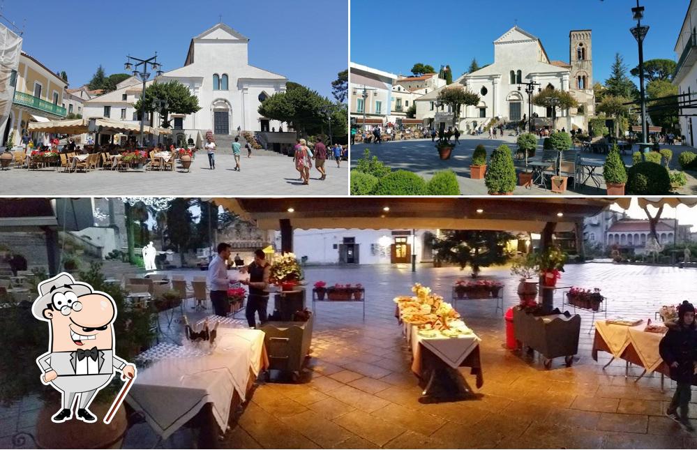 Questa è la immagine che presenta la esterno e tavolo da pranzo di Duomo Caffè Ravello Costa di Amalfi