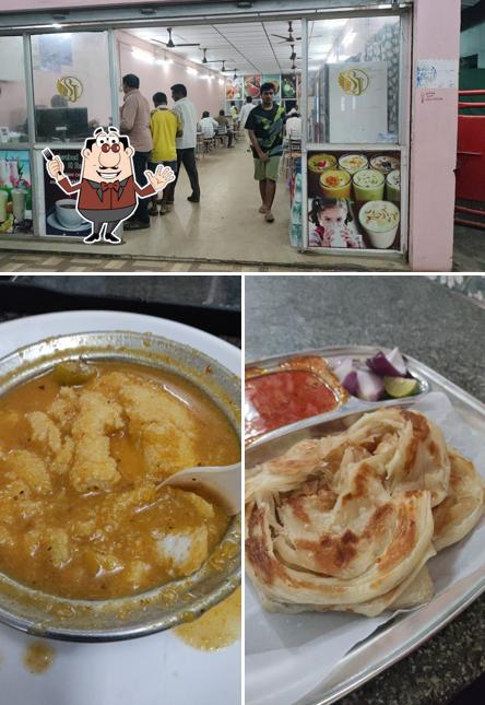 Take a look at the image depicting food and interior at Hotel sowjanya