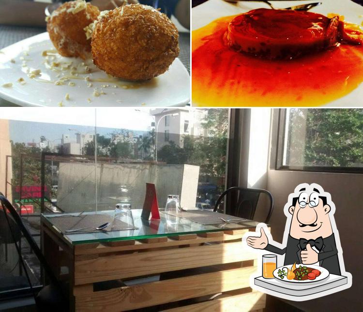 Take a look at the picture depicting food and interior at Brew & Blow