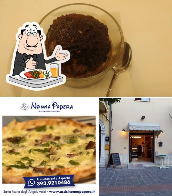 Dai un’occhiata alla foto che raffigura la cibo e esterno di Pizzeria Nonna Papera