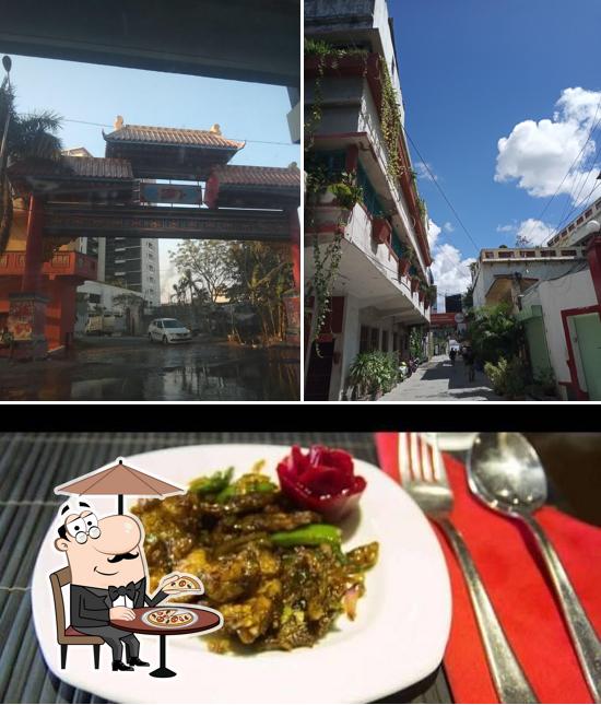 The picture of exterior and food at China Town