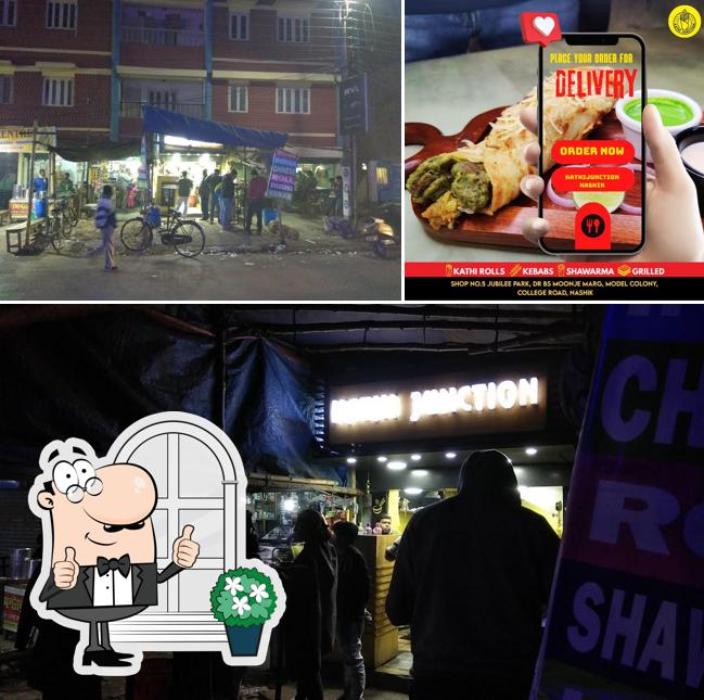 The image of exterior and food at Kathi Junction