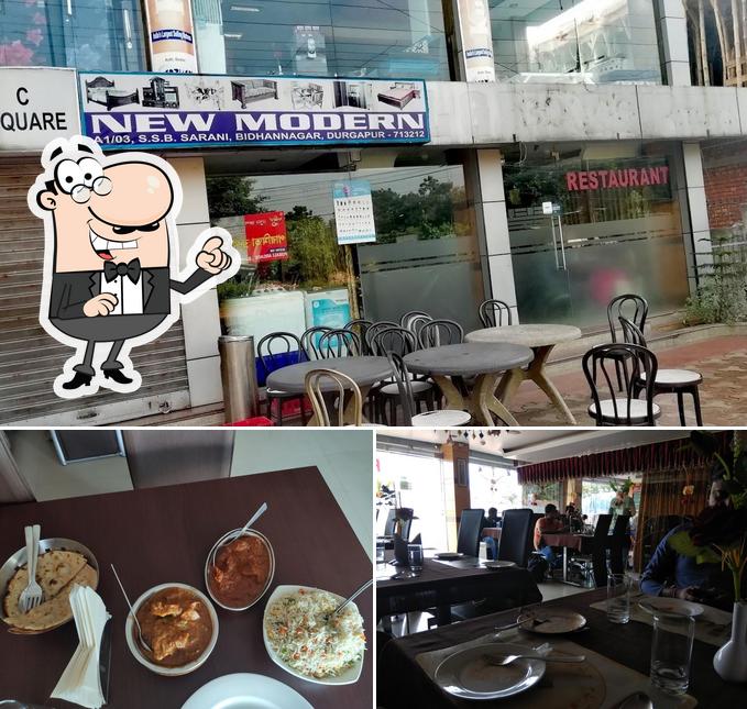 The restaurant's interior and food
