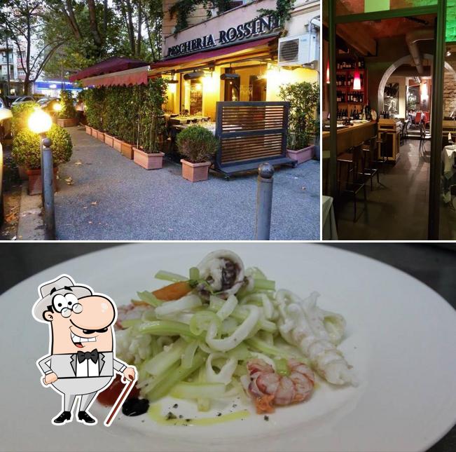 Questa è la foto che presenta la esterno e cibo di Pescheria Rossini