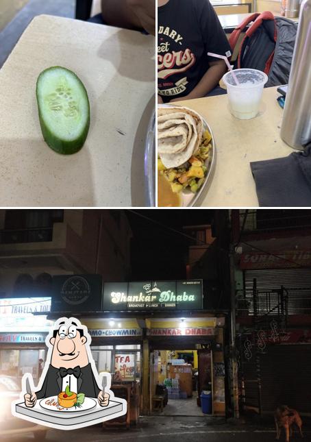 This is the picture displaying food and exterior at Shankar Dhaba