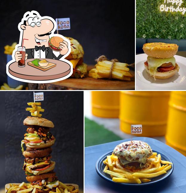 Get a burger at Food Adda
