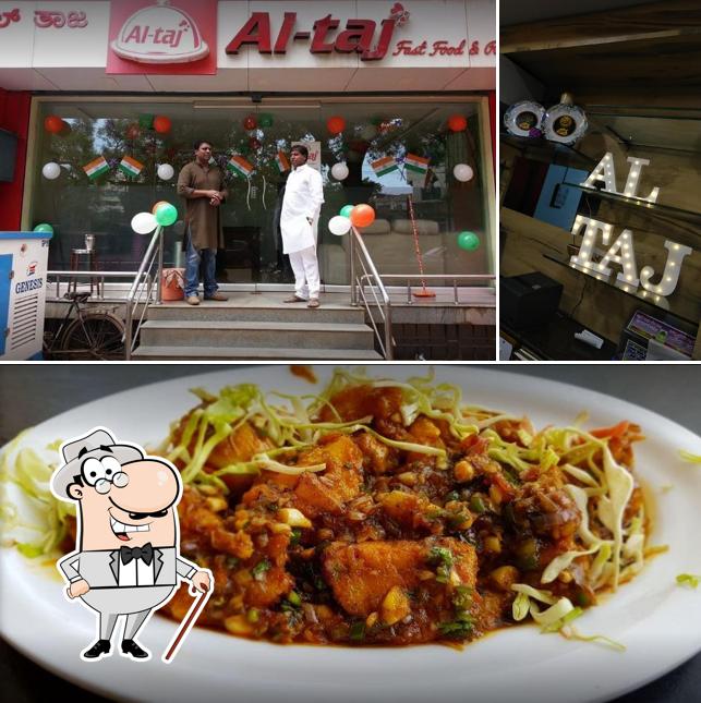 This is the photo showing exterior and food at Al Taj Hotel