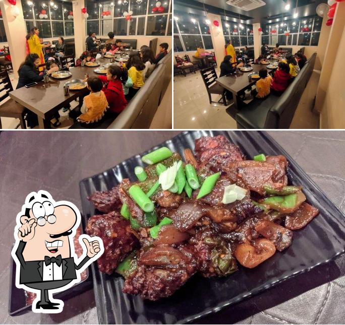 The restaurant's interior and meat