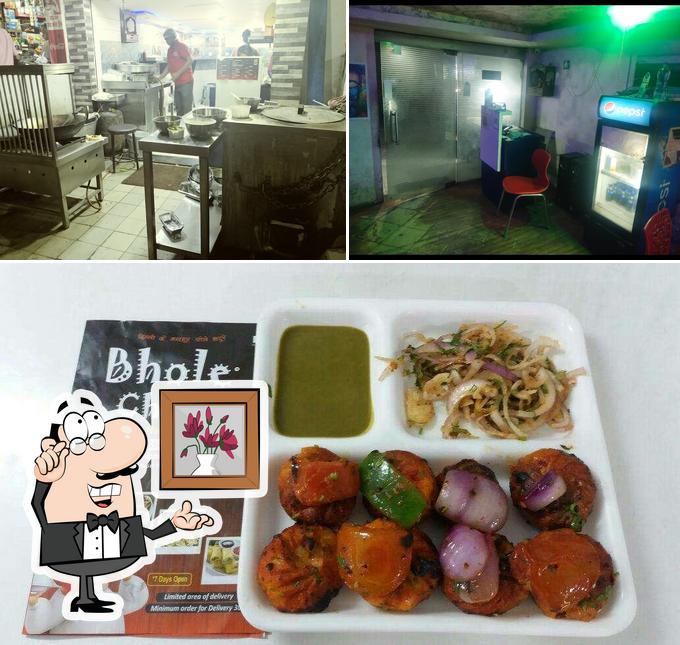 The restaurant's interior and food