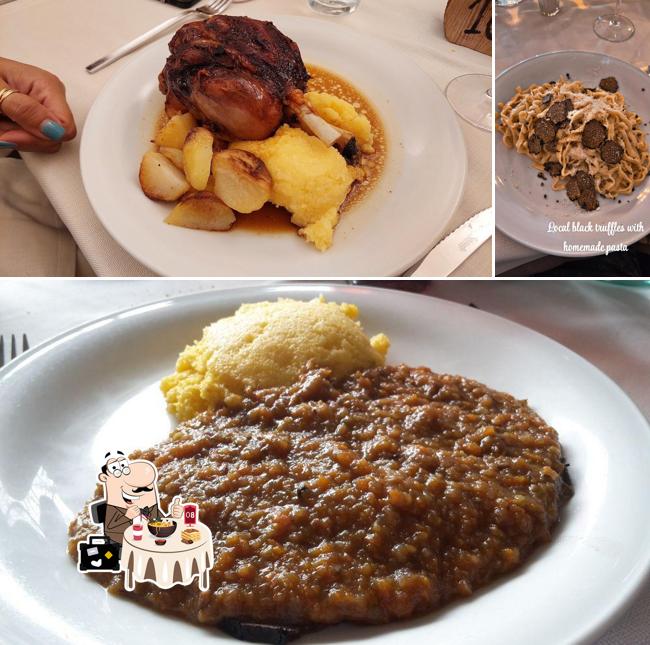 La foto di cibo e bevanda da Antica Trattoria La Colombina