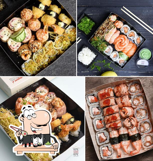 Rolos de sushi são disponibilizados no Home Sushi Home Barra da Tijuca - Delivery Comida Japonesa e Poke