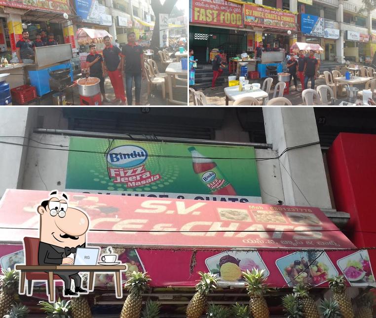 This is the image displaying interior and beverage at S V JUICE CHATS AND CHINESE