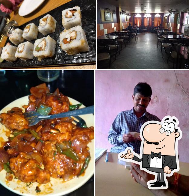 The restaurant's interior and food
