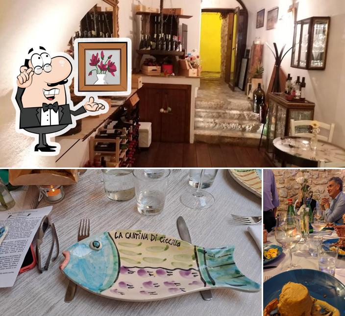 La foto di interni e tavolo da pranzo da La Cantina di Ciccillo