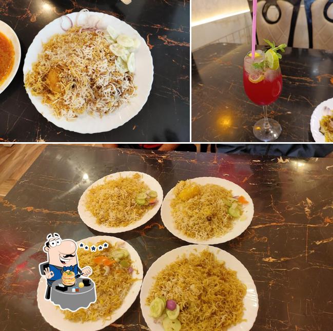 Check out the picture showing food and beverage at Dawat Biriyani