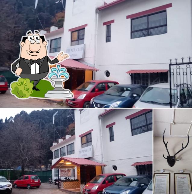 The photo of New Club’s exterior and food
