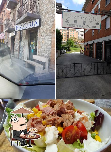 La esterno e cibo del ristorante