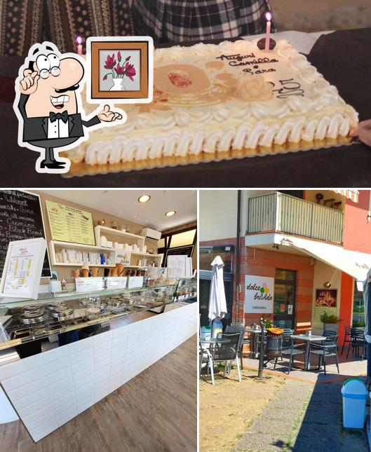 Dai un’occhiata alla immagine che presenta la interni e cibo di Dolce Brivido cremeria