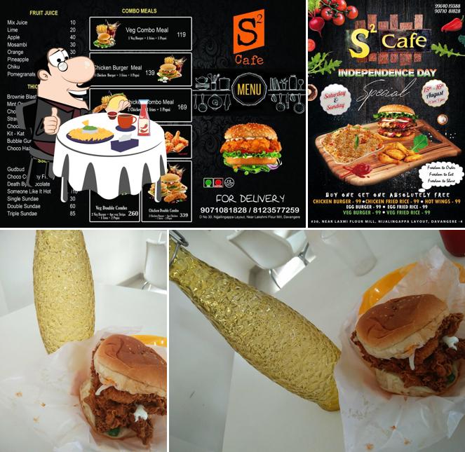Order a burger at S Square Cafe ಎಸ್ ಸ್ಕ್ವೇರ್ ಕೆಫೆ