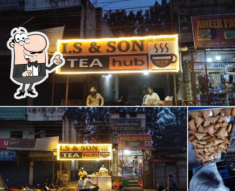 The photo of exterior and food at I.S & Son Tea hub
