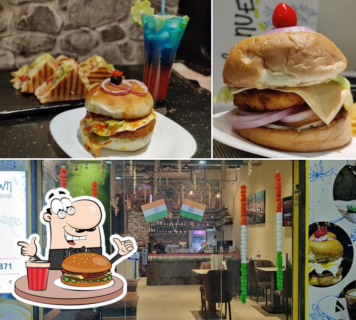 Get a burger at Nuevatown Cafe & Lounge