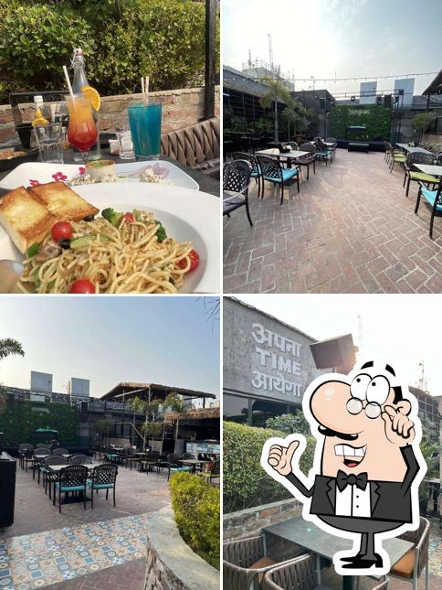 Take a seat at one of the tables at Skyhouse