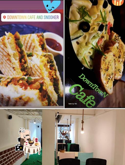 Take a look at the image displaying food and interior at DOWNTOWN CAFE AND SNOOKER