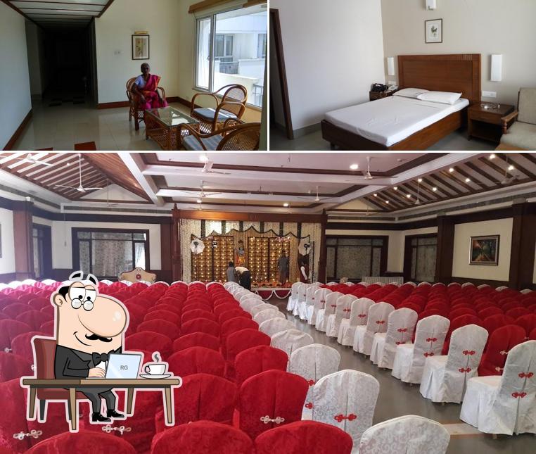 Take a seat at one of the tables at Bhasuri Inn