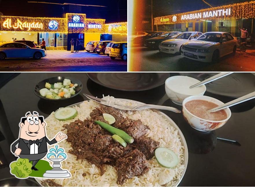 This is the image displaying exterior and food at Al Rayaan Arabian Manthi