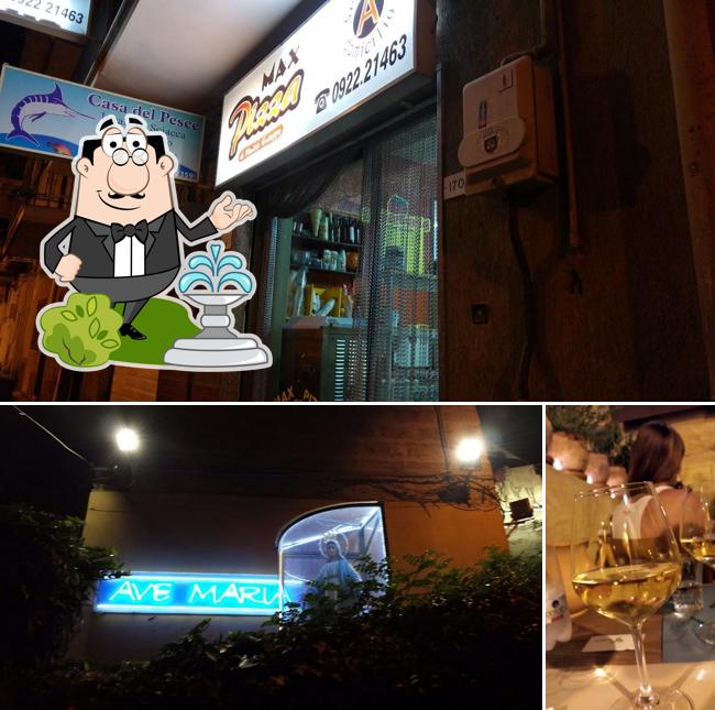 Tra le diverse cose da Max Pizza si possono trovare la esterno e vino