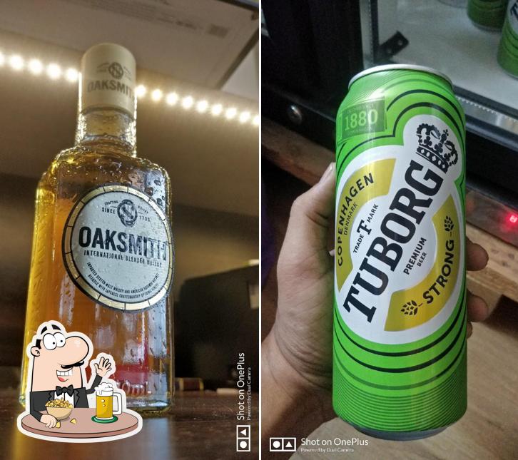 You can get a glass of light or dark beer