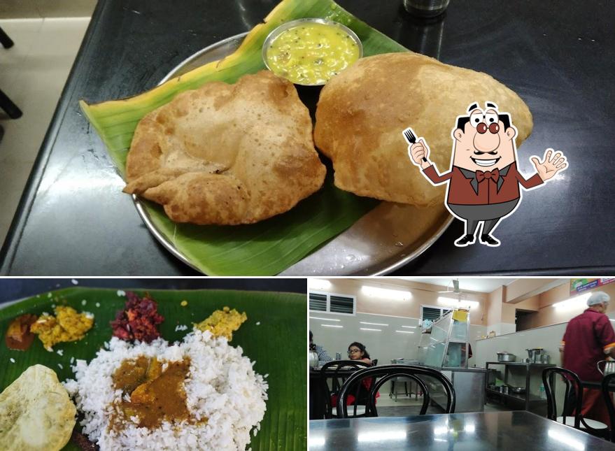This is the image displaying food and interior at Mani's Cafe
