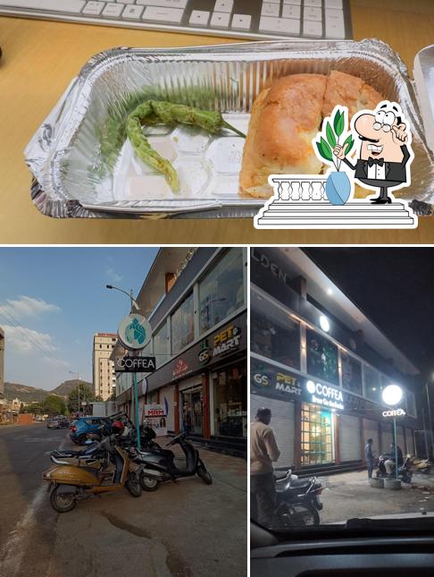 The restaurant's exterior and food
