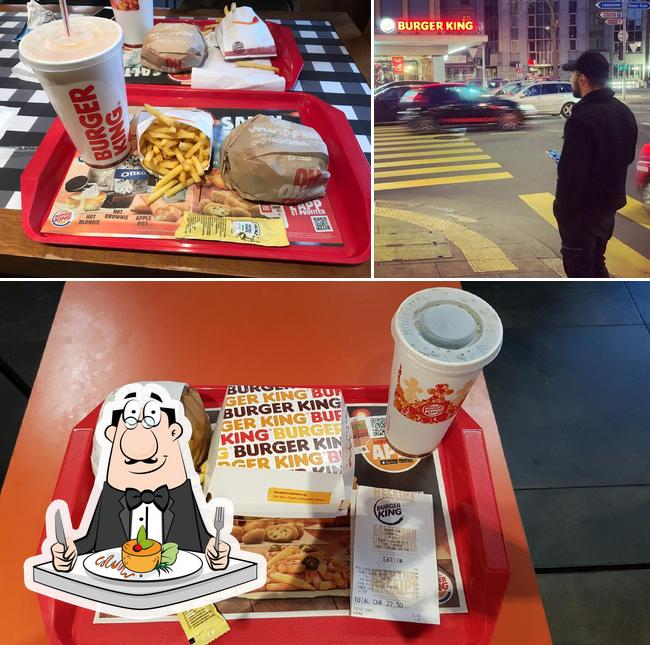 Dai un’occhiata alla foto che presenta la cibo e esterno di Burger King