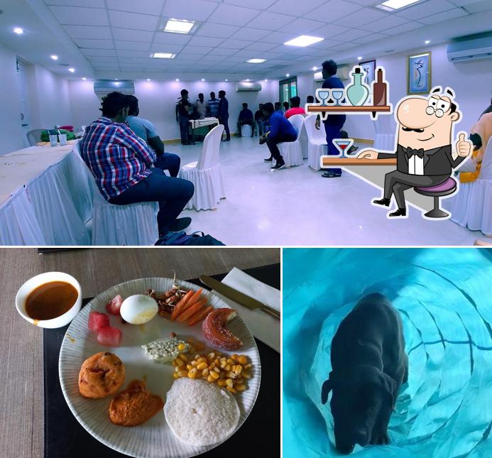 Take a look at the image showing interior and food at Green Meadows Resort