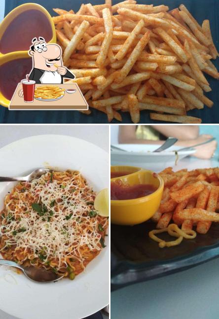 Taste French fries at Beach Town Cafe