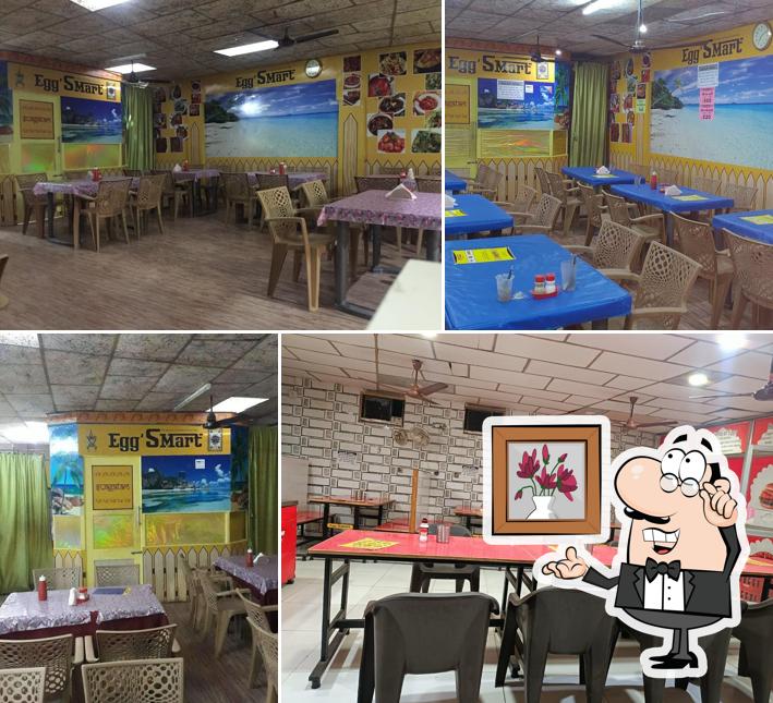 Take a seat at one of the tables at Egg Smart Restaurant