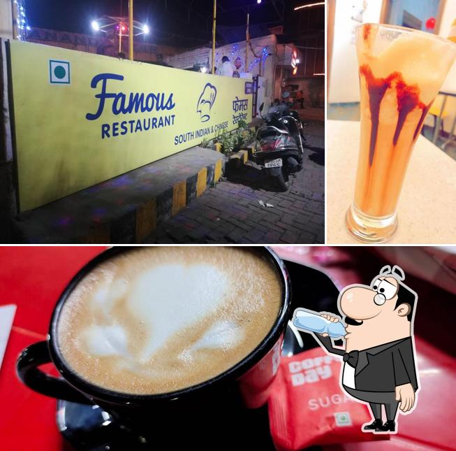 The image of drink and exterior at Famous Restaurant