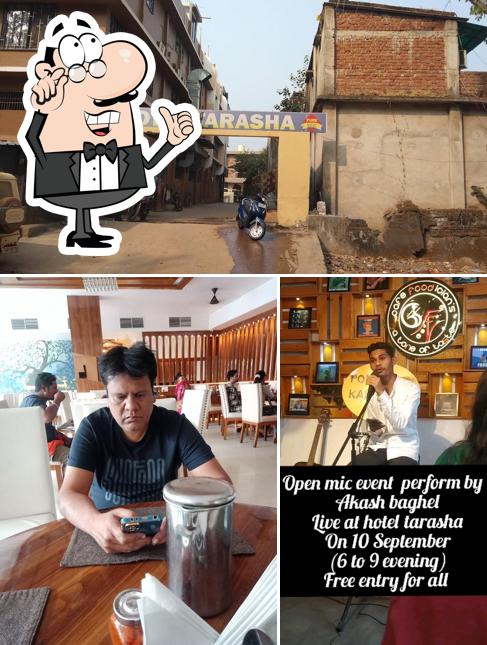 Take a look at the image displaying interior and exterior at Hotel Tarasha Restaurant