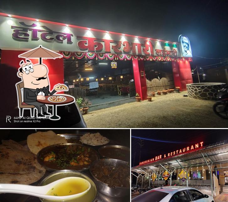 This is the photo showing exterior and food at Hotel Karbhari lai bhari Veg & Non-veg