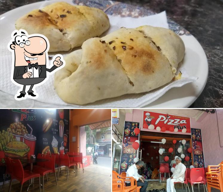 The picture of interior and food at PIZZA PLUS +
