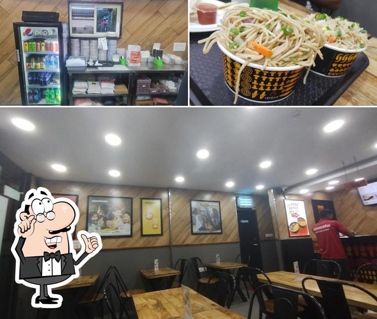 The restaurant's interior and food