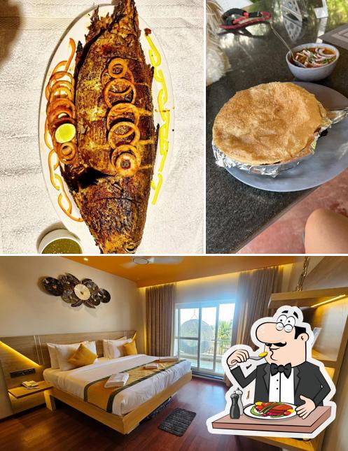 This is the picture showing food and interior at Gracias Cafe & Resort: Beach Hotel in Morjim, North Goa
