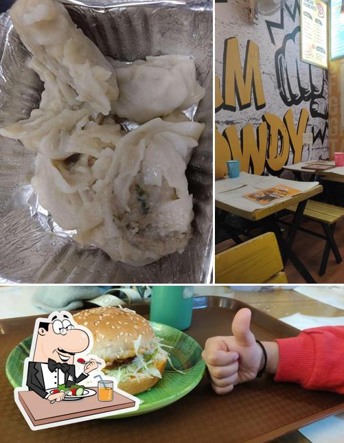 The image of food and interior at Rowdy Momos Cafe