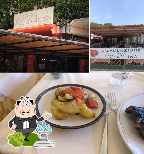 La esterno e cibo del ristorante