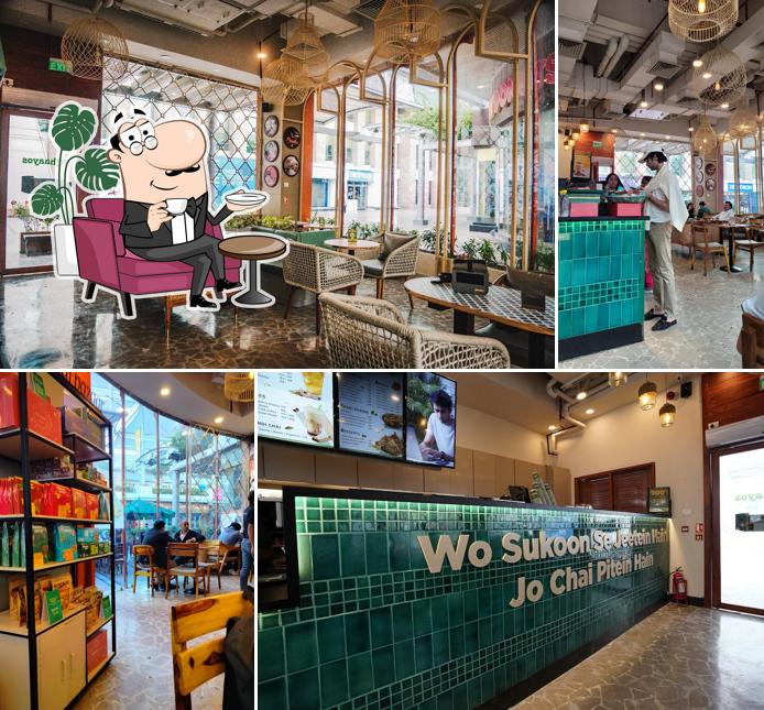 The interior of Chaayos Cafe at Cyber Hub