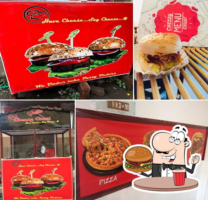 Get a burger at Cheesy crust