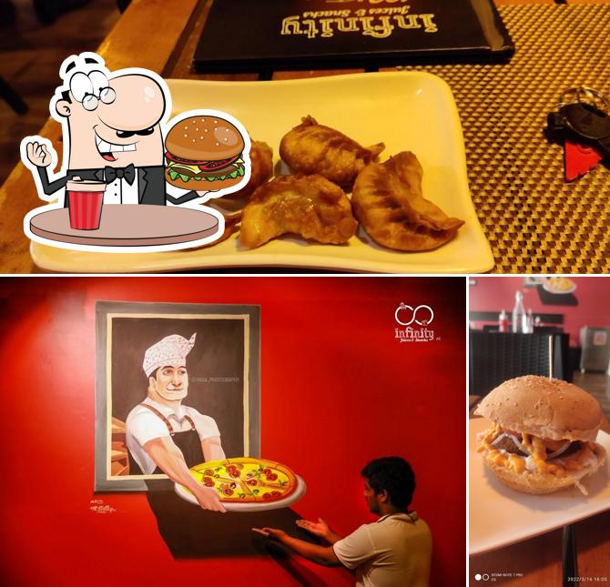 Hamburger at Infinity Juices & Snacks